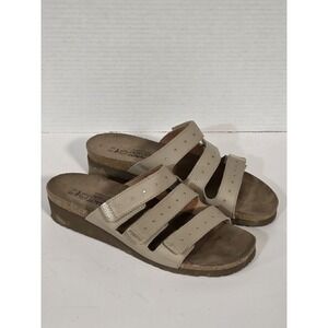 Naot Madelyn Suede Slides Sandals Size 39 Quality Comfort Adjustable Straps Tan